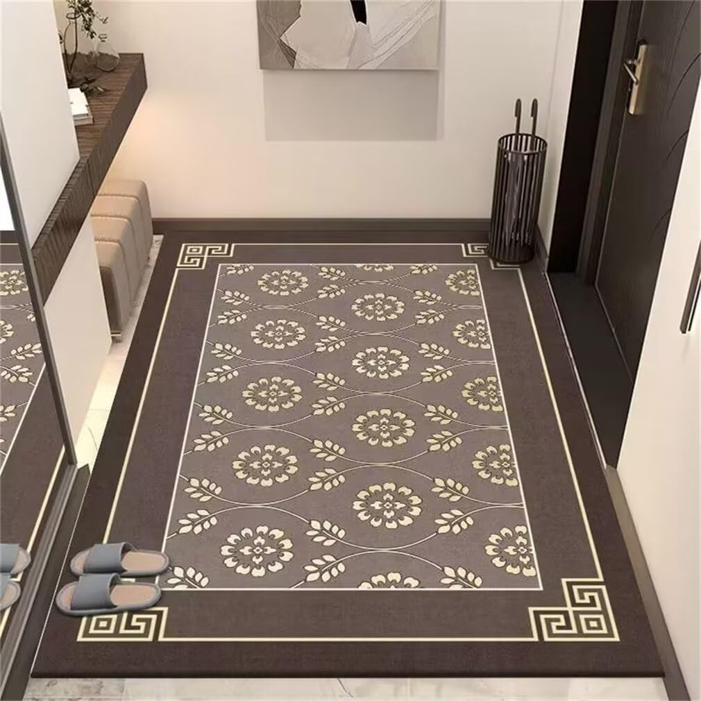 Tapis enfants brun et floral de 80x150cm idéal pour coin jeu et salon cosy