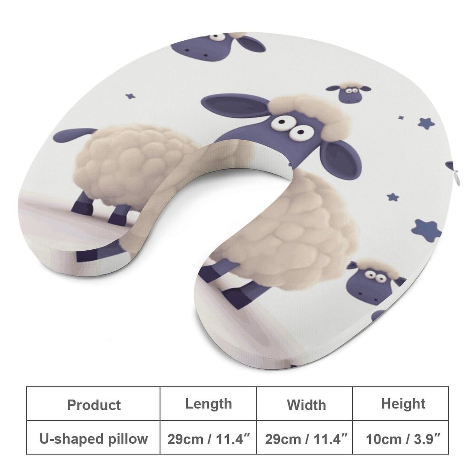 Almohada en forma de U de oveja, núcleo de almohada de espuma viscoelástica, cojín, proporciona apoyo para el cuello, almohada de viaje, adecuada para aviones, coches, hogares y oficinas.