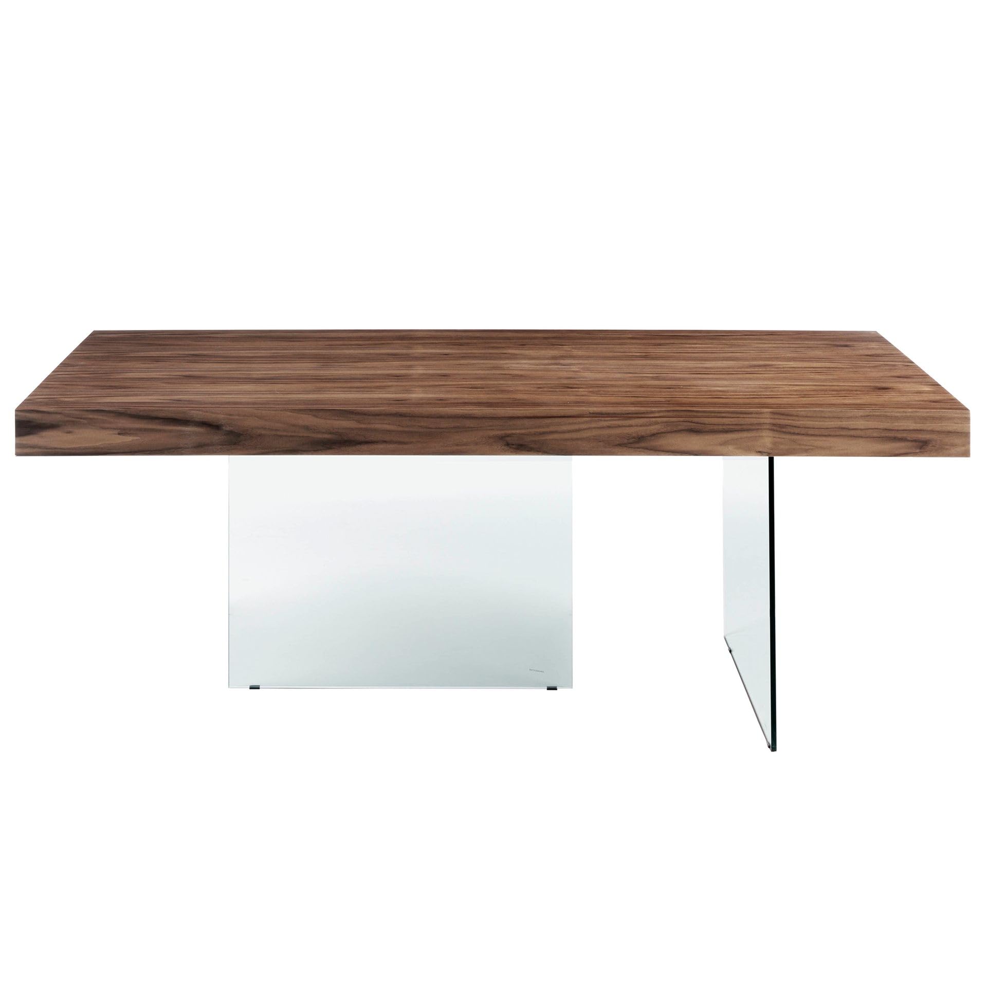 Angel Cerdá - Table a Manger Moderne Rectangulaire en Noyer Massif | Pieds en Verre trempé Transparent | Design Exclusif et Élégant | pour 8 Convives | 200 x 100 x 75 cm