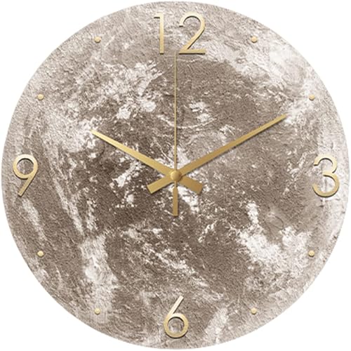 Reloj de pared decorativo con superficie de luna redonda con luz LED moderno minimalista arenisca lámpara de pared reloj que brilla en la oscuridad