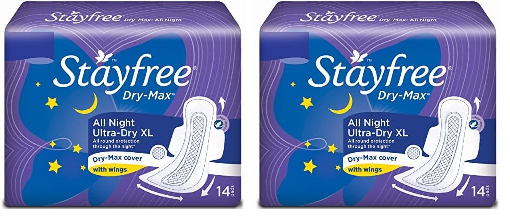 Stayfree Dry Max All Night Sanitary napkins (Pack of 28 Count) XXL