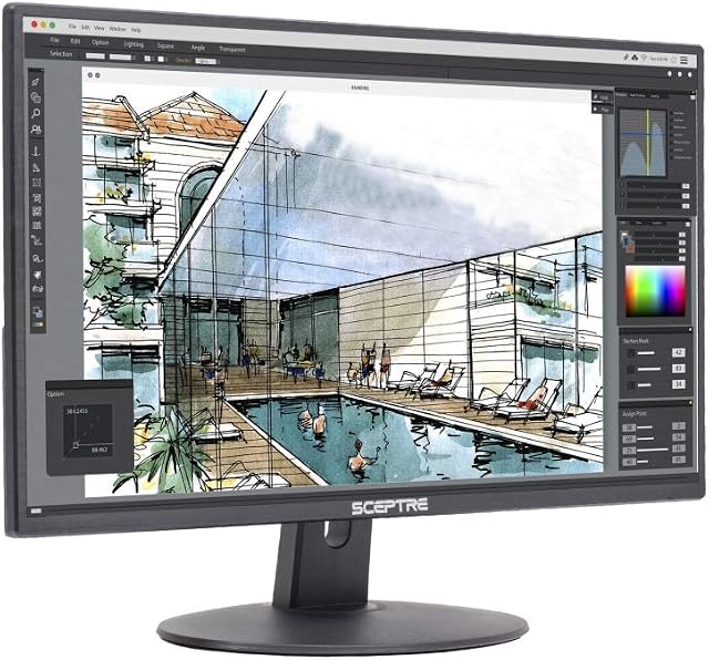 Sceptre E205W-1600 20" 75Hz Ultra Thin LED Monitor HDMI VGA Build-in Speakers, Metallic Black (2018 version)