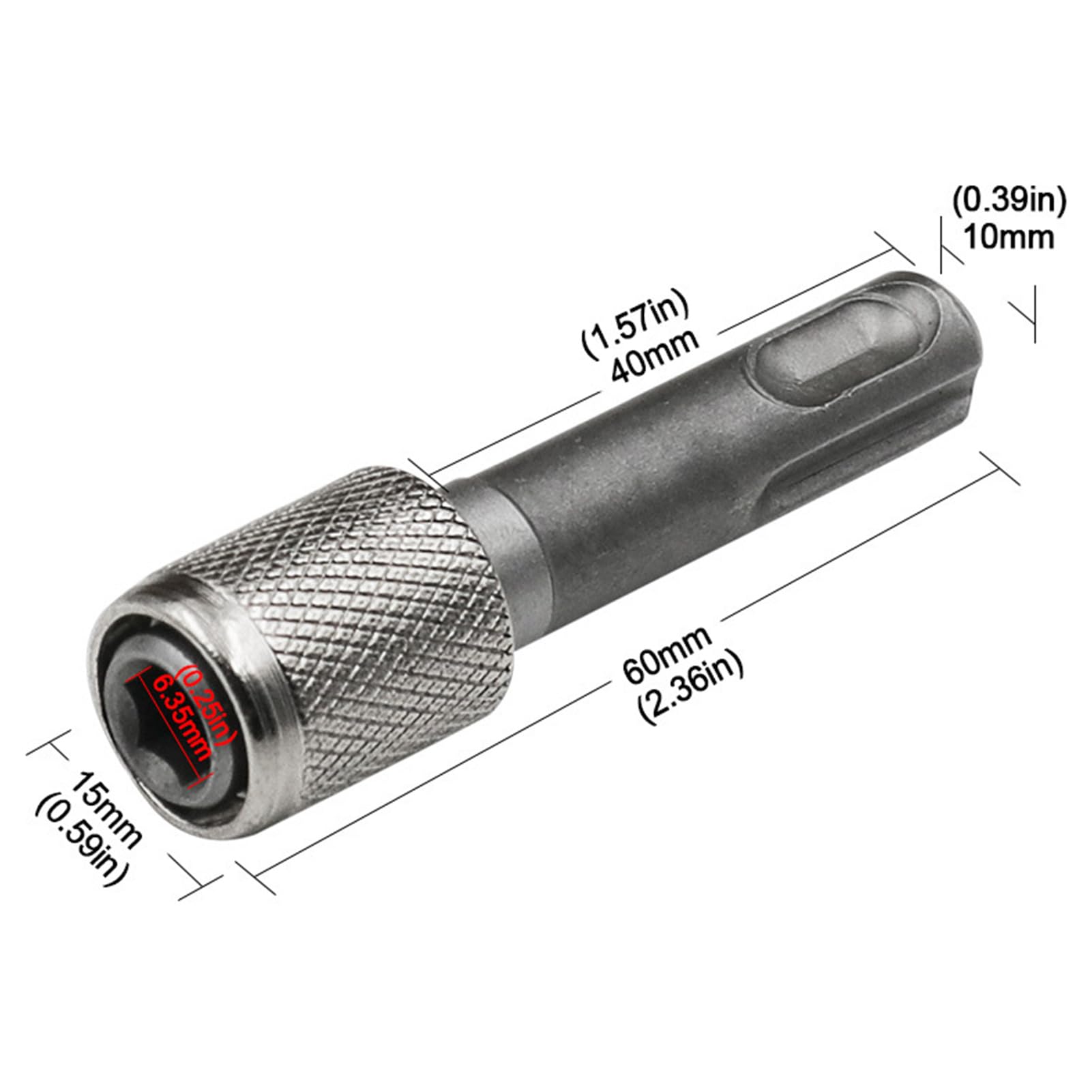 2 Pezzi SDS Plus Adattatore portapunte 6,35mm (1/4'') Sds Plus Adattatore per Presa in Acciaio Accessori per avvitatori elettrici per trapani a percussione
