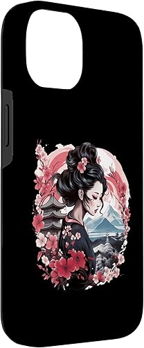 Miniatura 6 de iPhone 11 Pro Max Geisha japonesa con Monte Fuji y Pagoda Cherry Blossom Case