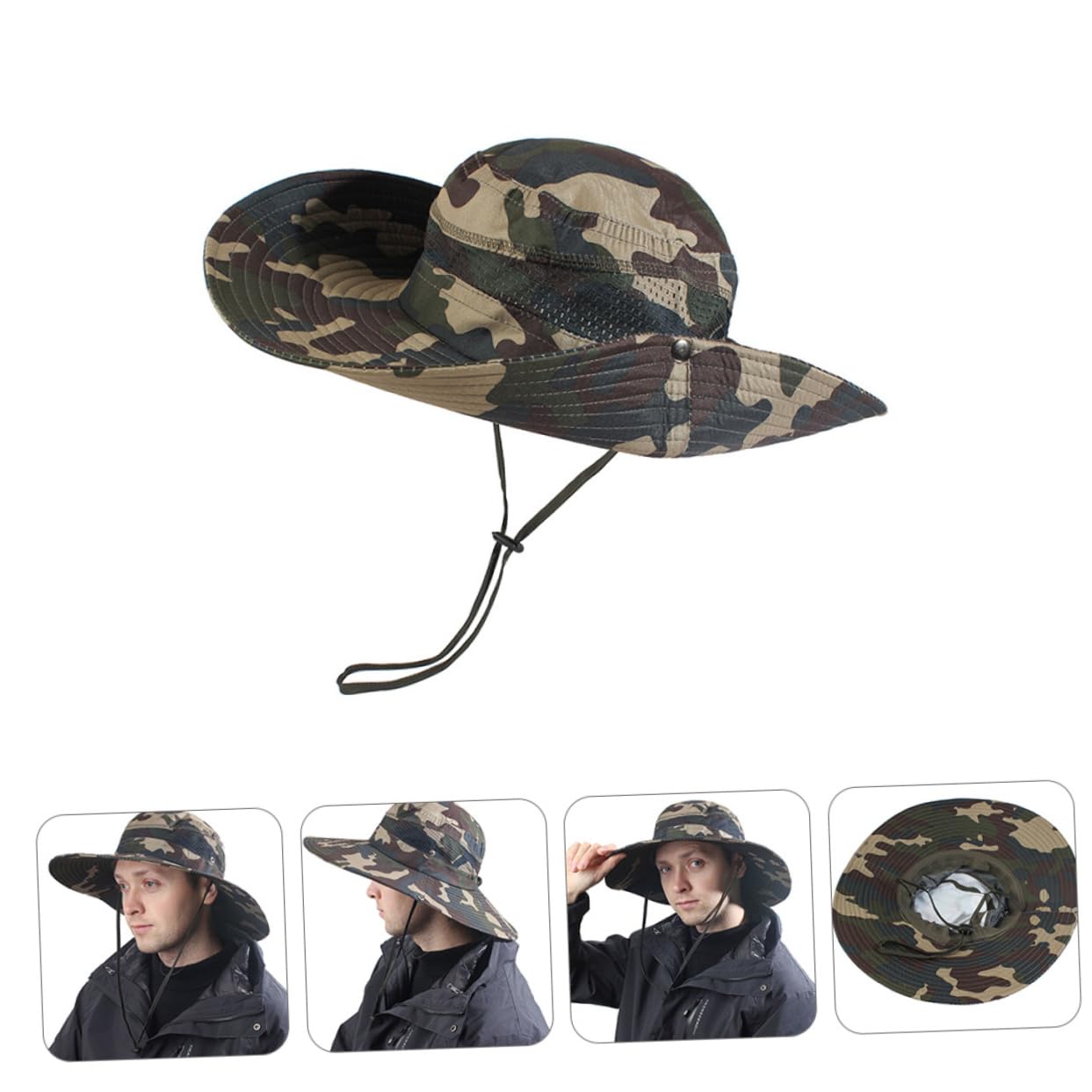 Toyvian 3piezas Sombrero De Camping Ajustable Unisex Protección Solar UV Gorro Transpirable para Senderismo Pesca y Caza Rápido Secado