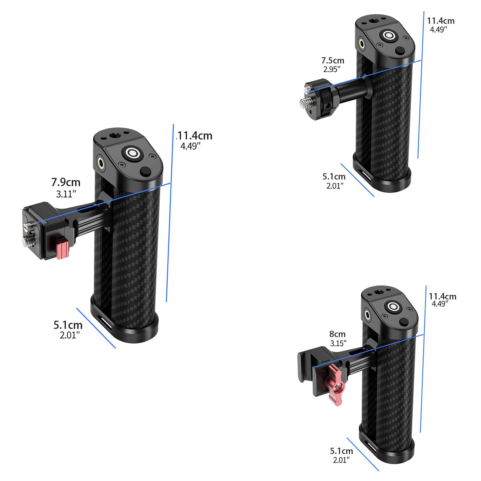 Impugnatura laterale per fotocamera a sgancio rapido con cuscinetto in gomma antiscivolo e interfaccia cavo da 2,5 mm per scatto stabile DSLR, impugnatura laterale