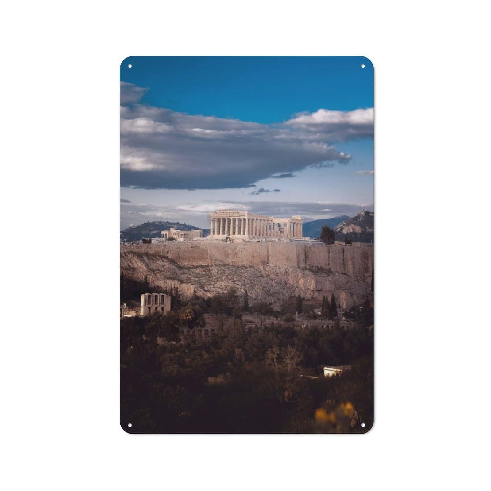 Loft Style Acropoli Athens Decorative Metal Plaque 30x20cm, Studio Wall Art for Workspace, Cafe, Hallway Or Garage