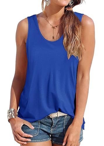 Smile Fish Women Scoop Neck Flowy Loose Fit Tank Top
