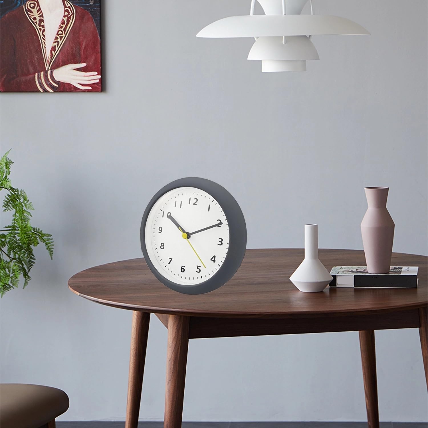 Orologio da Doccia Silenzioso, Impermeabile, Senza Tic, Funzionante a Batteria, con Supporto Pieghevole con Foro per Gancio e Ventosa in PVC per Bagno Camera da Letto
