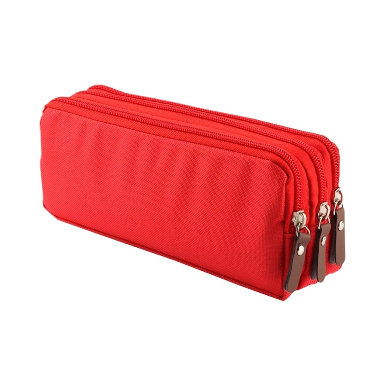 Estuche for lápices de color sólido de gran capacidad, bolsa de almacenamiento de papelería Simple, papelería for estudiantes, estuche for lápices for escuela y oficina, 2 uds. Para Estudiantes(Red)