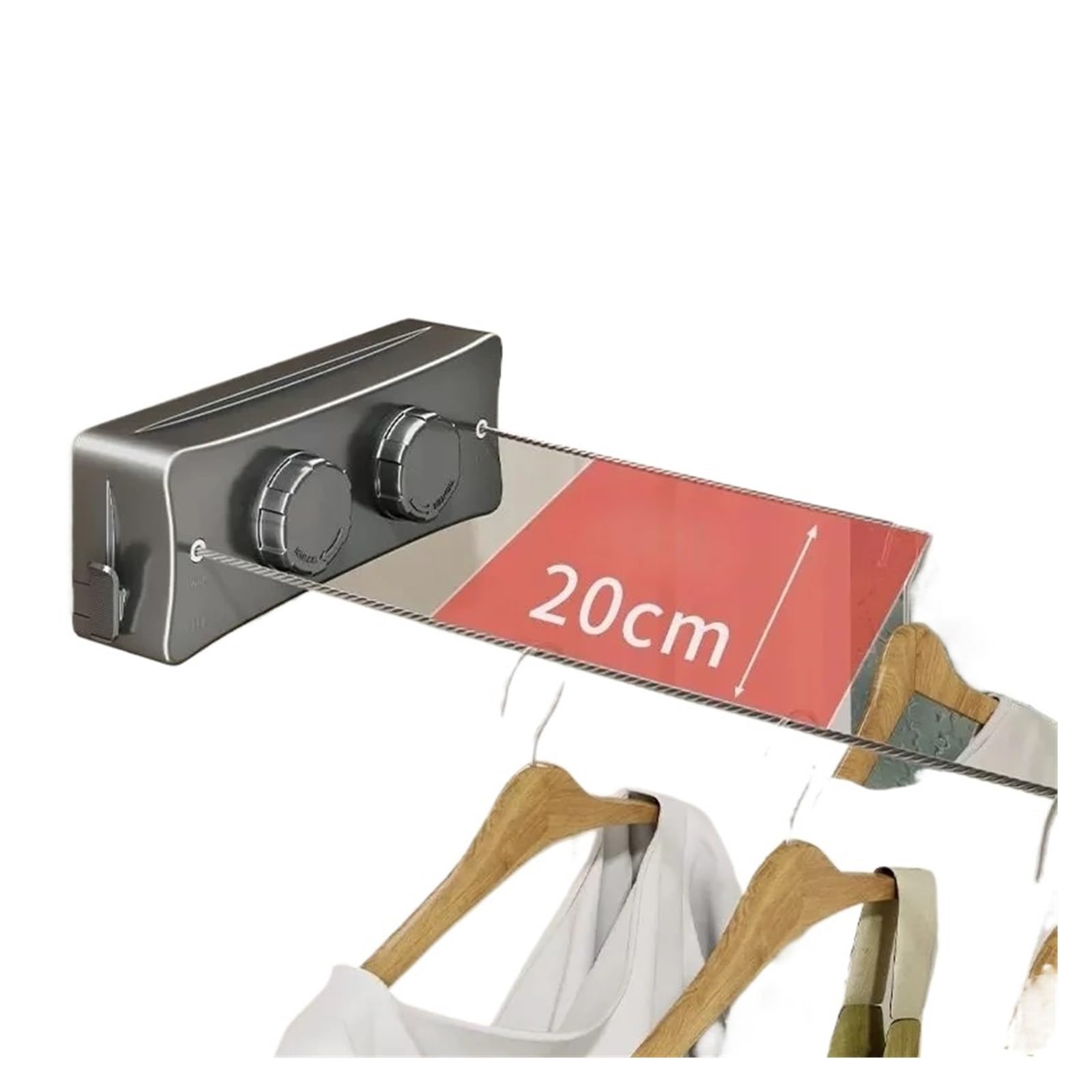 Wäscheleine, 5,1 Meter Lange, einziehbare Wäscheleine for drinnen und draußen, Badezimmer-Wäscheständer, doppellagig(White Two String)