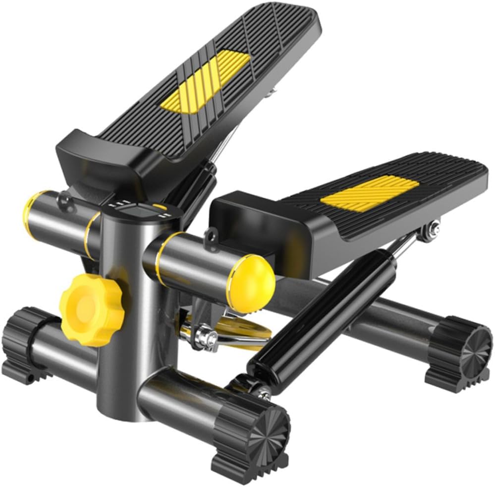 Swing Side Stepper Fitness Device with Non-Slip Pedals for Home Exercise Mini Machine for Weight Loss and Leg Toning Includes Resistance Bands Mat and Tool Kit Gold