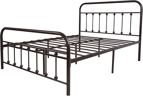 Miniatura 33 de Marco Urodecor 9013 de cama, de metal, con cabecera y base de colchón Negro -,Marrón (Rustic Brown),Blanco