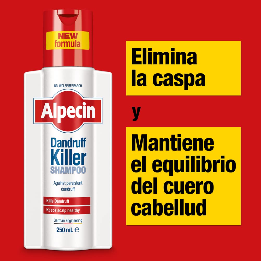 Alpecin Killer Shampoo Anticaspa 3x250 ml | Champu Anticaspa Cabello | Champú Anticaspa para limpiar el cabello graso y mantener el equilibrio del cuero cabelludo