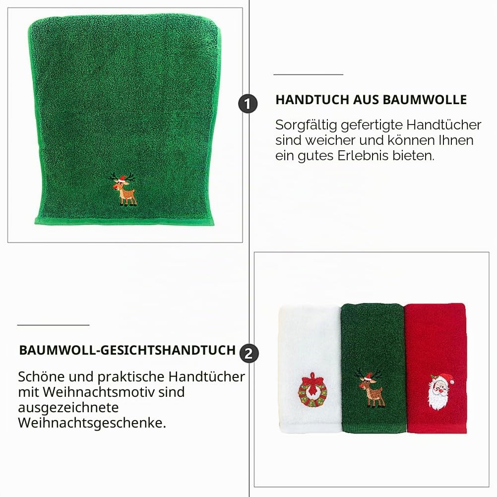 Operitacx Weihnachtshandtücher, 17, 7 X 12, 6 Zoll Große, Bestickte Baumwolltücher, Weihnachtliches Deko-Handtuch für Die Reinigung von Küche Und Bad zu Hause (3 STK B, 45.00X32.00X0.30CM)