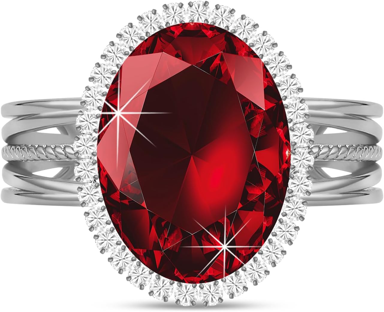 Linawe Birthstone Chunky Adjustable Rings for Women, Gold/Silver/Rose Gold Statement Rings, Imitation Diamond Fake Gemstone Crystal Cocktail Ring, Cubic Zirconia Costume Jewelry