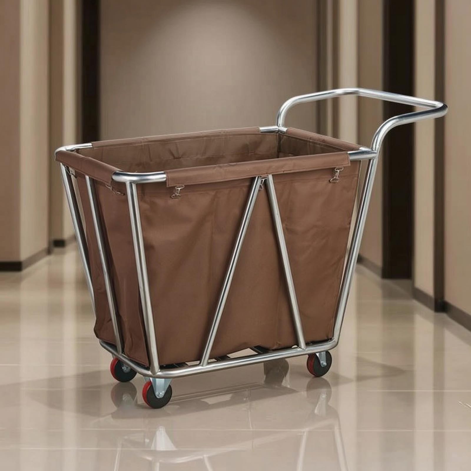 Carrello Portabiancheria con Telaio in Acciaio Inox Grande Capacità Carrello Portabiancheria con Professionale per Lavanderie, Albergo, Ospedale