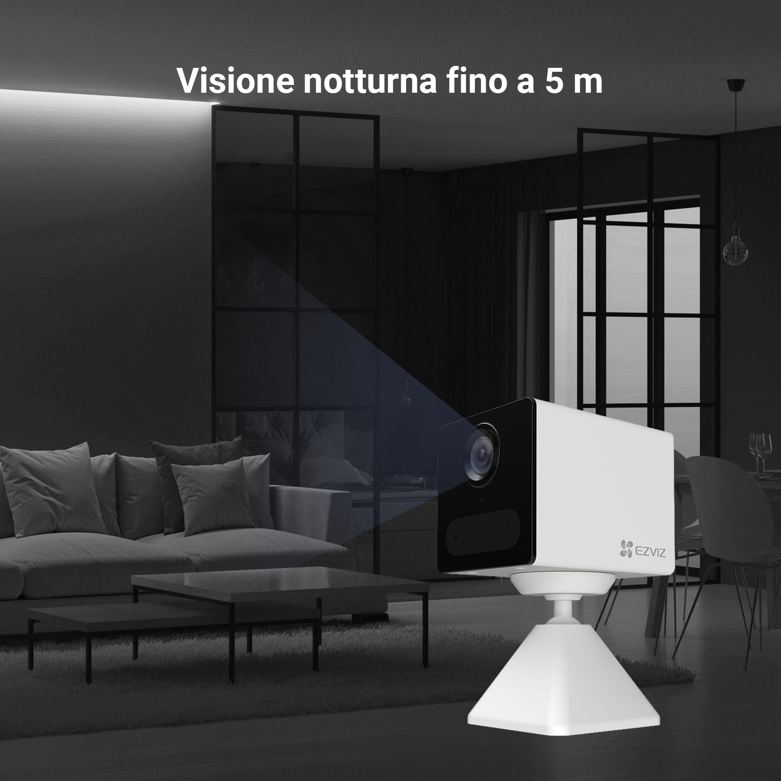 EZVIZ CB2 1080P - Telecamera di sorveglianza WiFi per interni senza fili, batteria 2000 mAh, videocamera per bambini WiFi 2.4 Ghz, rilevamento persona, 5 m visione notturna, audio bidirezionale, tipo