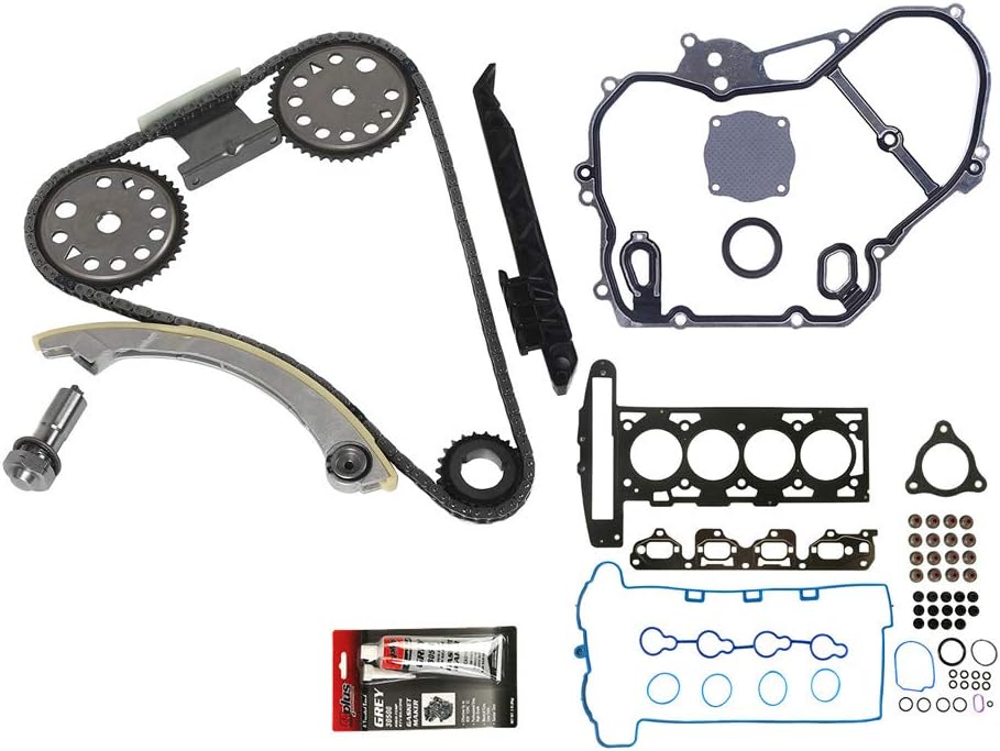MOCA Timing Chain Kit & Head Gasket Set & Timing Cover Gasket for 2007 2008 Pontiac G5 2.2L & Chevy Cobalt/HHR/Malibu l4 Gas DOHC