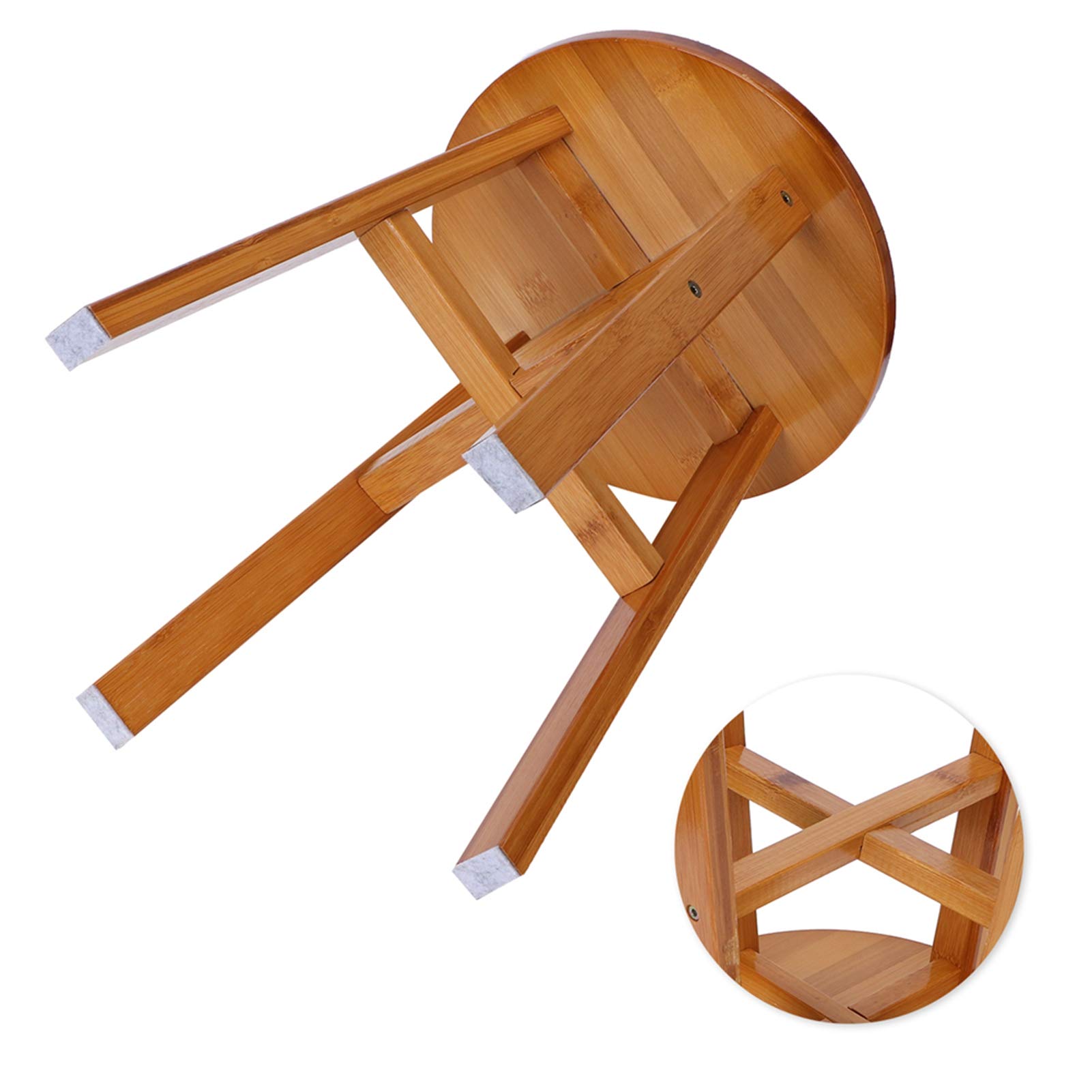 Escabeau En Bambou, Tabouret Portable En Bois Pour Enfants Et Adultses, Petit Tabouret En Bois Multifonctionnel Tabouret Court Pour Salle De Bains, Cuisine, Chambre(M-Stołek okrągły)