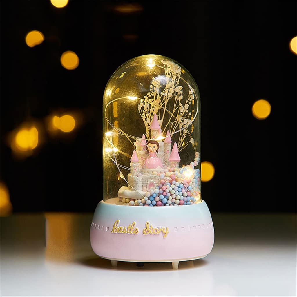 DKIUGL Crystal Ball LED Music Box Girl Birthday Gift Home Decoration Child Princess Dancing Sky