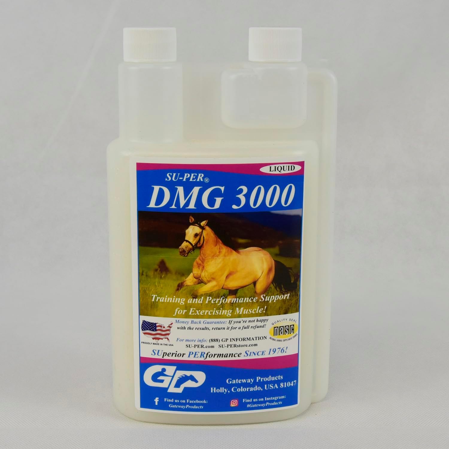 SU-PER DMG 3000 Horse Supplement - Training & Performance Support Liquid - Supports Normal Cardiovascular Immune & Muscle Function - 1 Gallon, 4 Month Supply