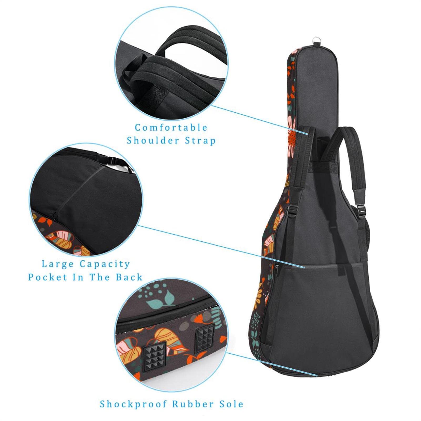 Torba na gitarę akustyczną wodoodporna gitara plecak gruby miękki wyściełany chińskie chmury klasyczna gitara obudowa, kolor 5, 42.9x16.9x4.7 in, Organizer do torby