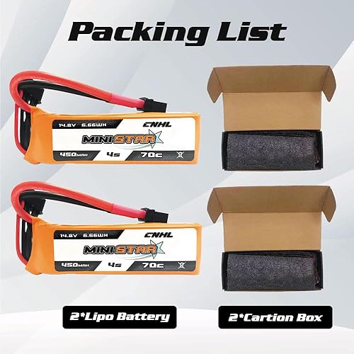 Miniatura 6 de CNHL 450mAh 4S Lipo Batería 70C 14.8V con XT30U Plug para RC Drone FPV Avión Heli Avión (2 piezas)