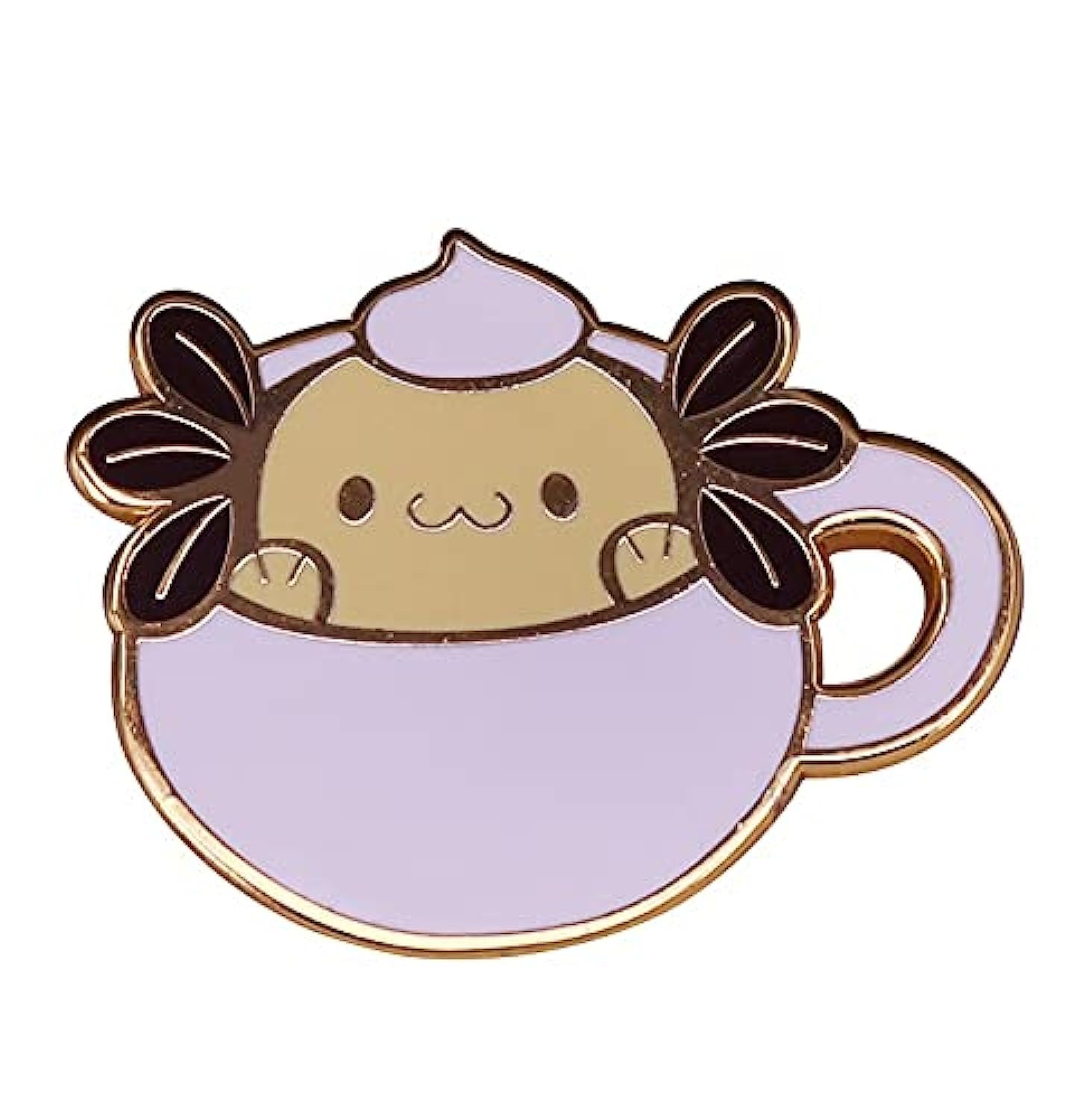 Pierced Republic Axolotl in Cup Enamel Pin - Purple, 1" x 1 1/4", Safety Backing