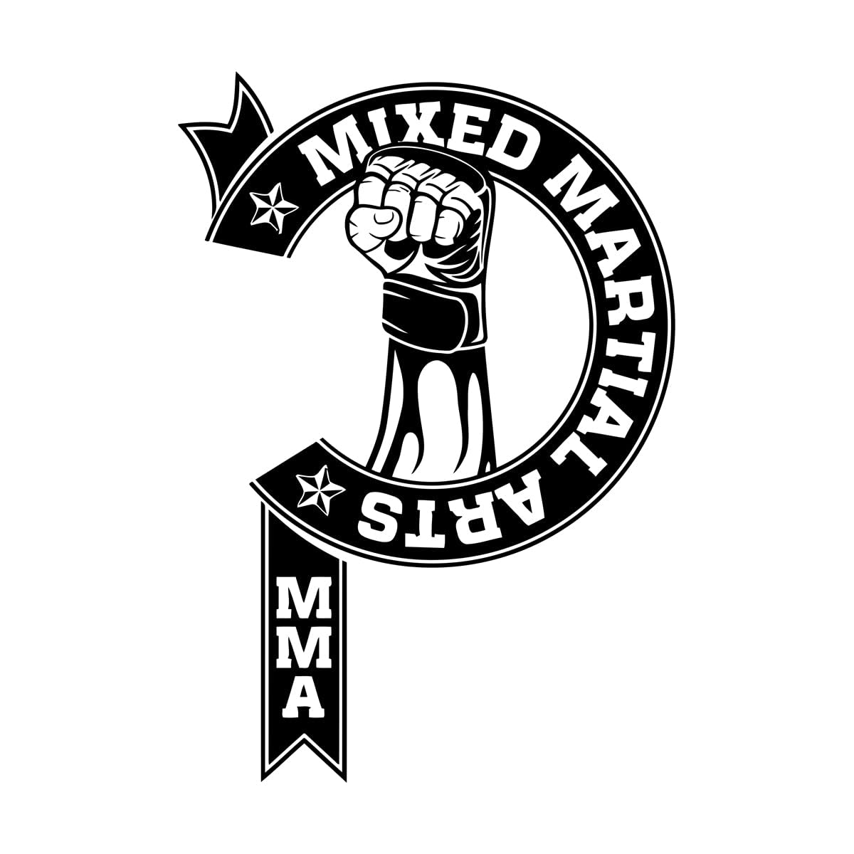 Vinyl Wall Decals MMA Fighters Mixed Martial Arts Club 32x46.3cm Personalized Customization Small Black