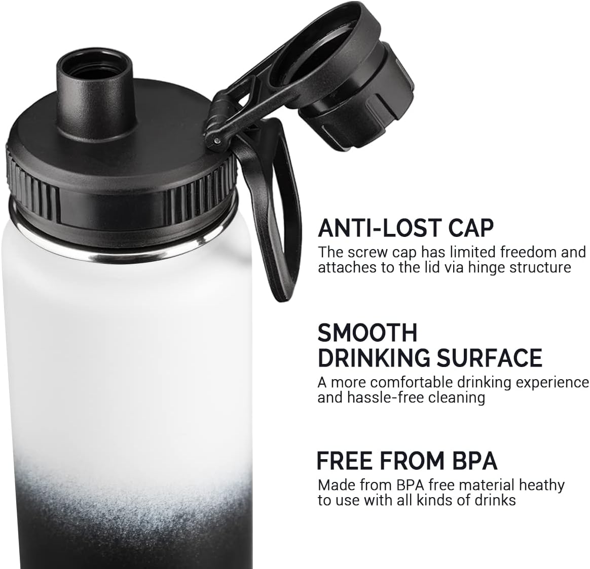 HYDRATEM8 Stainless Steel Water Bottle 1L with Spout Lid, BPA Free and