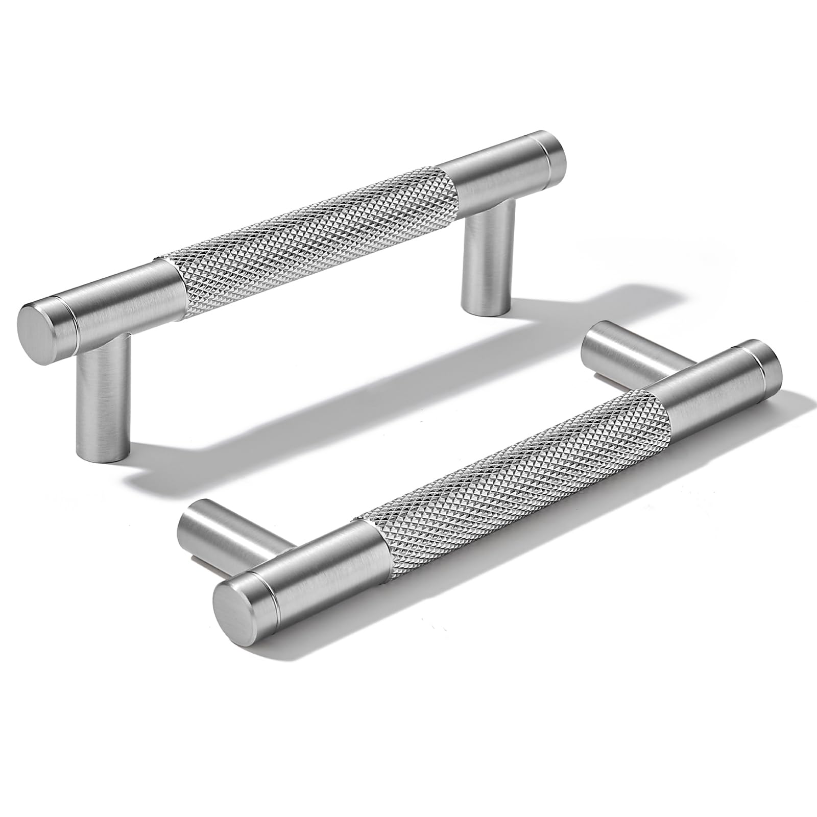 KHTUMEWARE 10 Pack 3-1/2 Inch(89mm) Aluminum Handles Knurled Black and Cabinet Pulls Drawer Pulls Kitchen Hardware Kitchen Handles for Cabinets Cupboard Handles image
