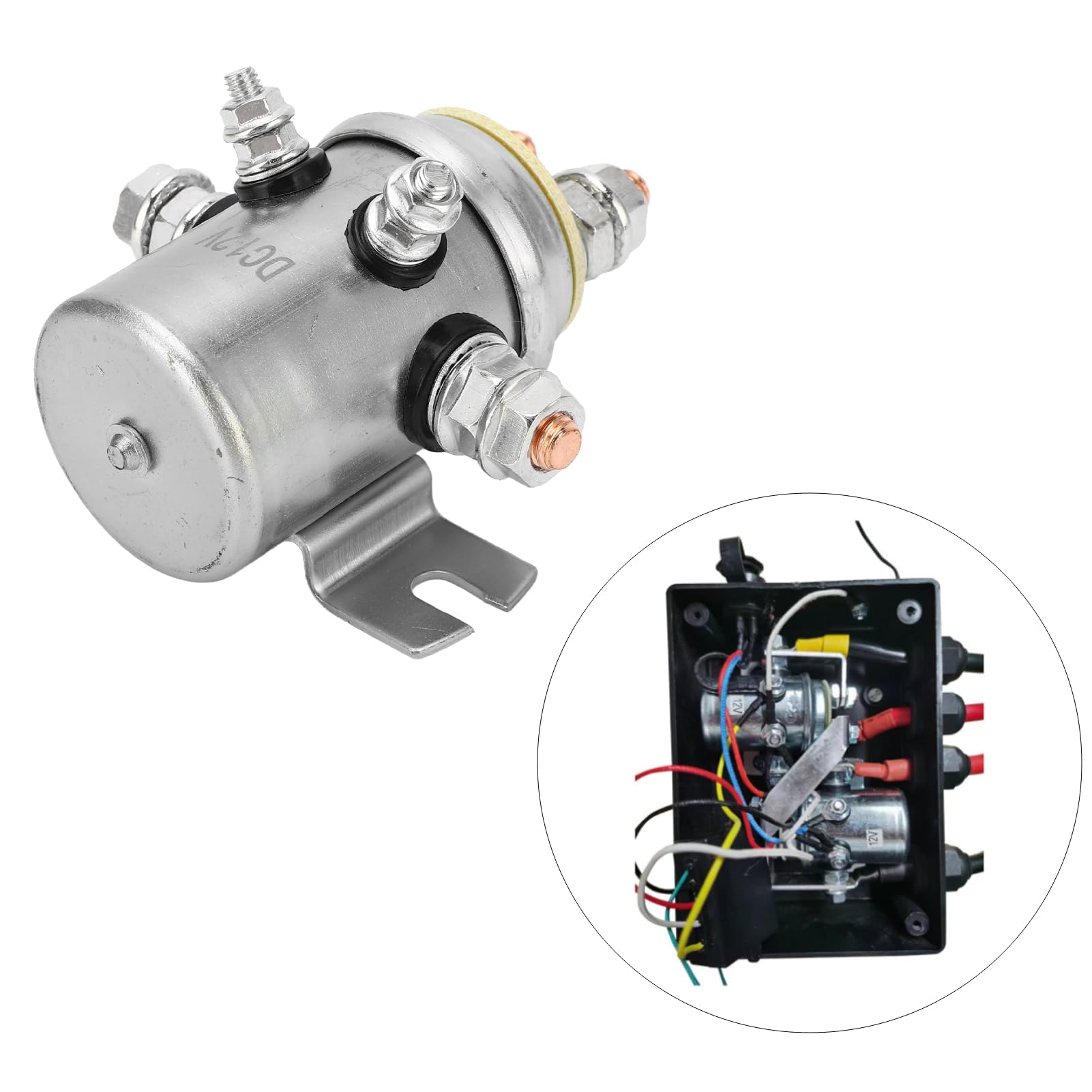 DC 12V Przekaźnik Wciągarki Przekaźnik Elektromagnetyczny Wciągarki 600A Przekaźnik Rozrusznika Akcesoria z izolowaną ognioodporną obudową ABS do Quadów