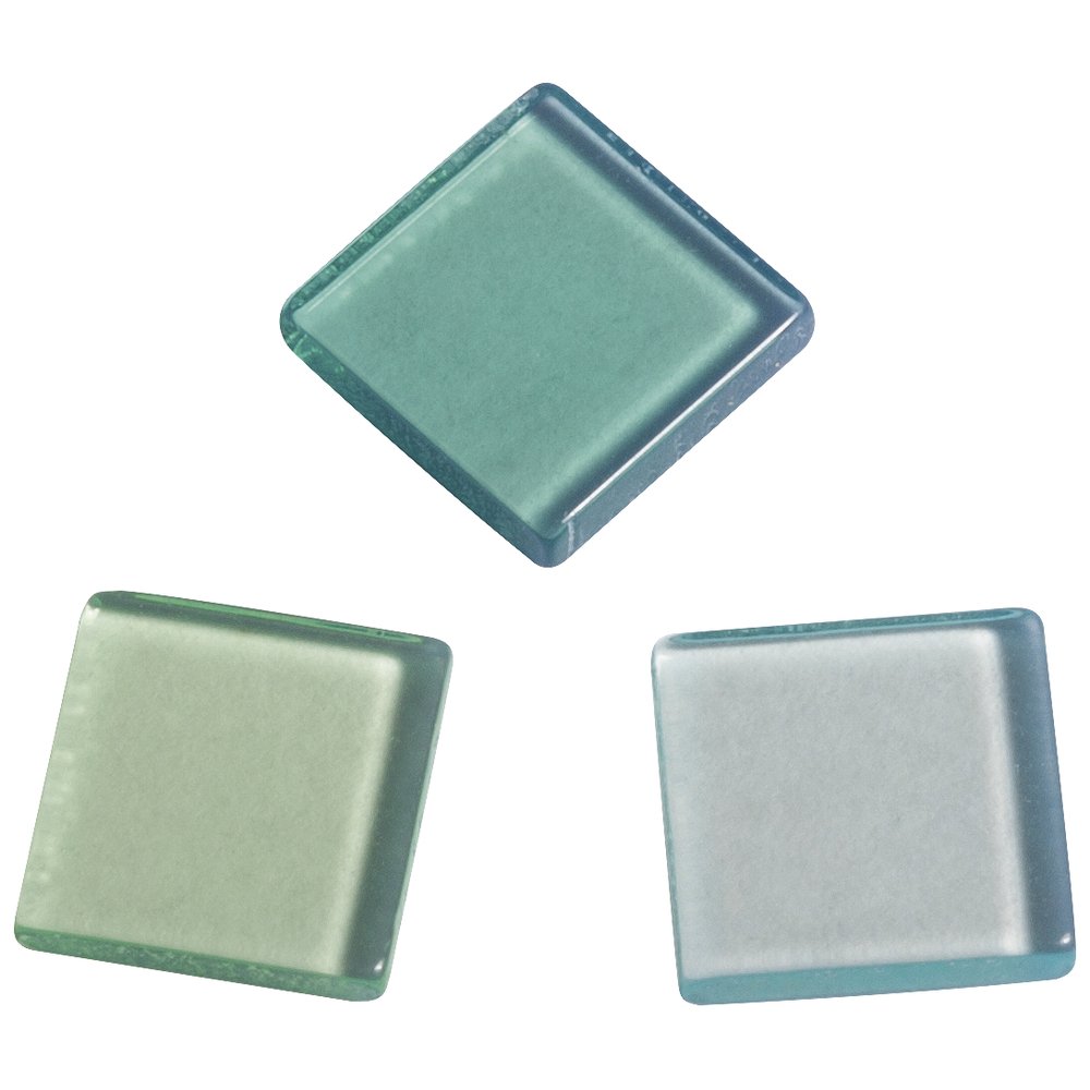 Rayher 14540414 Acrylic Mosaic Tiles Green 1 x 1 cm Box 50 g (Approx 205 Pieces) Transparent Light Green Mix Shape Square Plastic Stones Translucent Plastic Mosaic