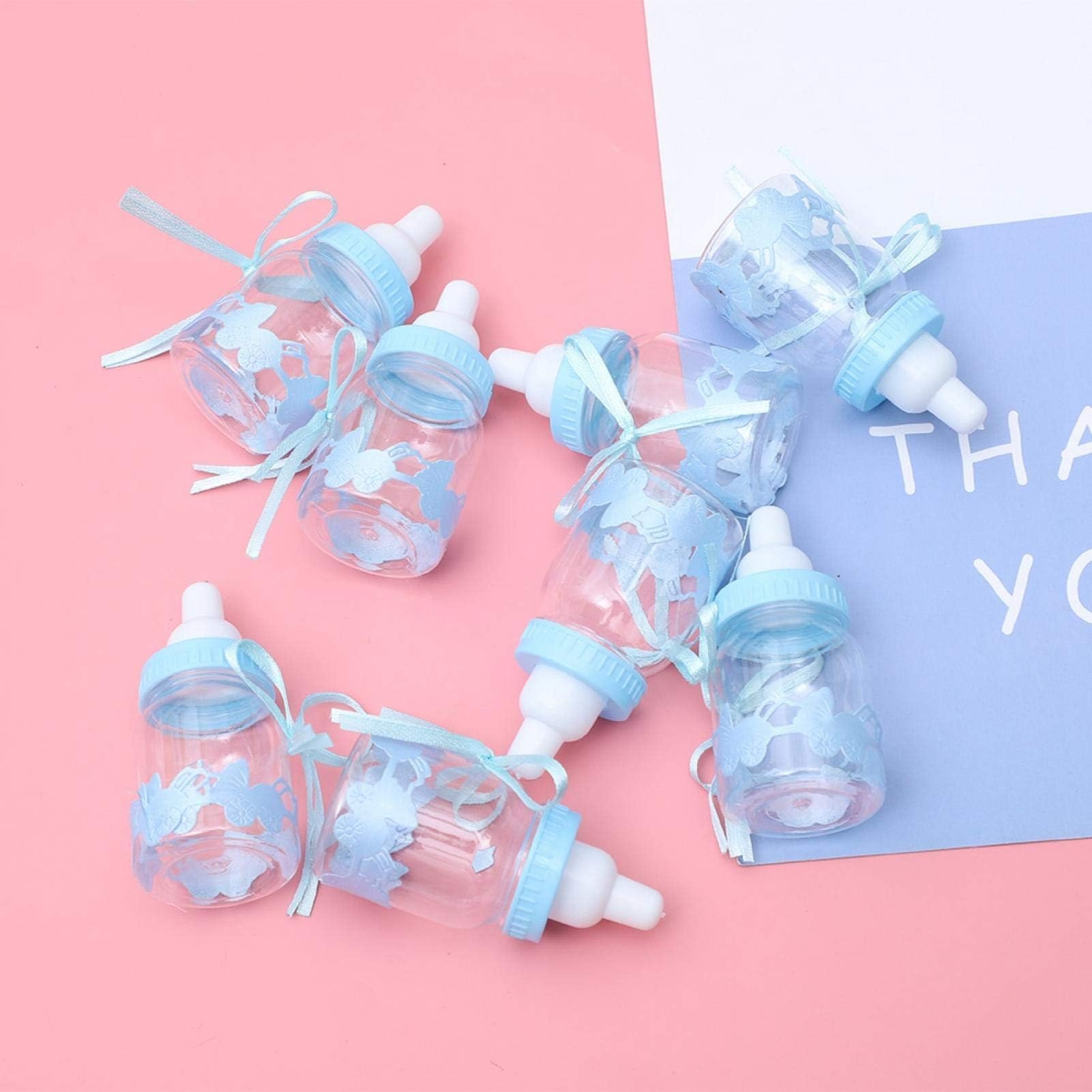30pcs mini biberon adorabile box doccia per bambini, scatola di caramelle per decorazioni per feste di compleanno battesimo regalo biberon di caramelle per la festa del bebè scatola di caramelle (Blu)