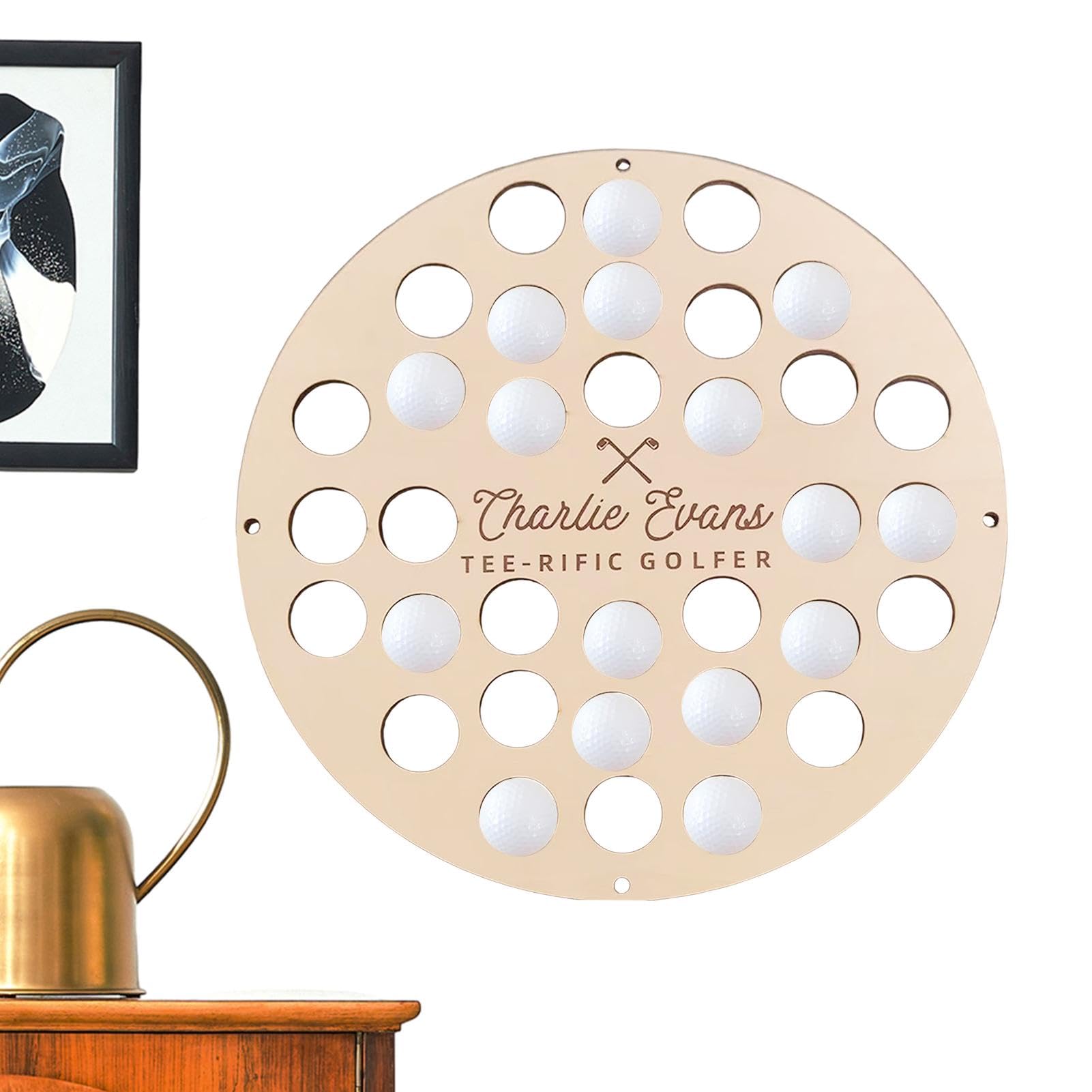 Support mural pour balles de golf, présentoir de balles de golf, support de balle de golf pour le mur, mallette de collection décorative en bois, organisateur de rangement rond pour balles de golf