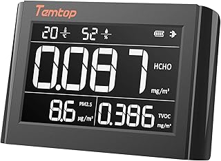 Temtop Indoor Air Quality Monitor PM2.5 HCHO TVOC Formaldehyde Air Quality Detector Large LCD Screen Temperature Humidity Display (PM2.5 HCHO TVOC)