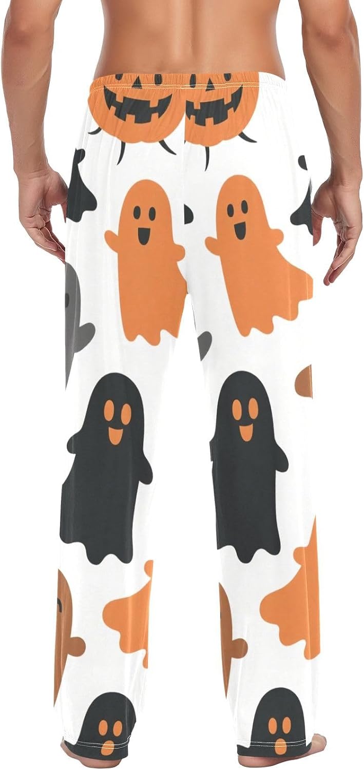 susiyo Halloween Pattern Ghosts Mens Pajama Pants Loose Fit Thin Pj Bottoms for Men