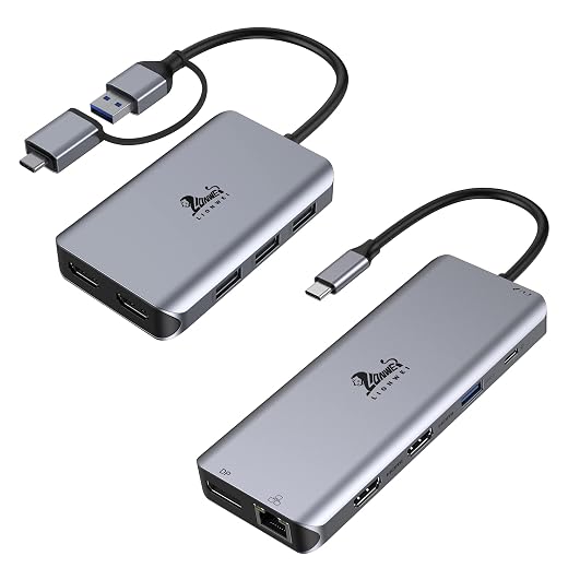 USB C Docking Station Dual Monitor, 13 in 1 Triple Display Laptop USB C Hub USB 3.0 to Dual HDMI Docking Station