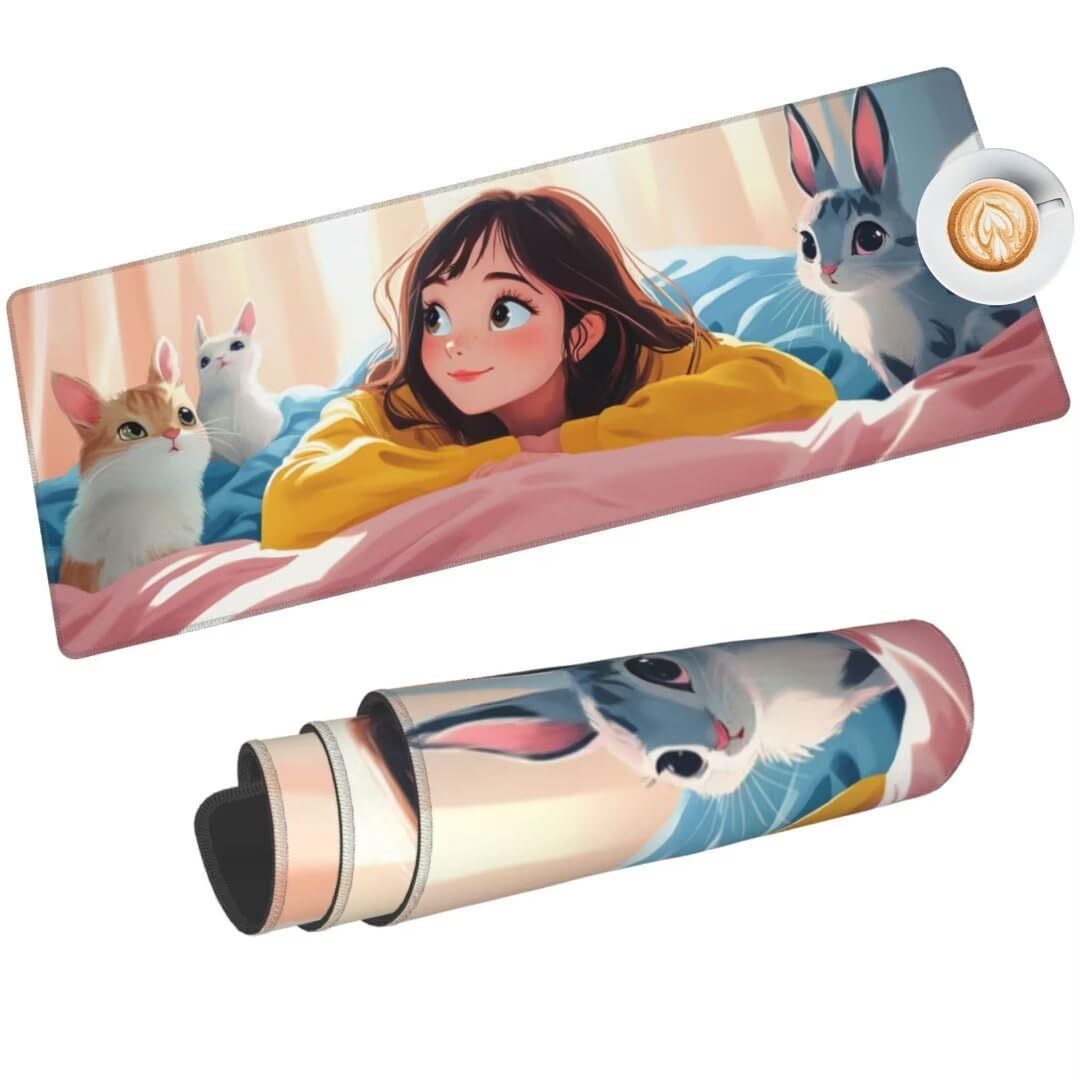 Podkładka pod mysz anime 150 x 60 cm, duża podkładka pod mysz, wodoodporna podkładka pod mysz księżniczki, XXL, gamingowa podkładka pod mysz z antypoślizgową gumową podstawą, podkładki pod mysz,