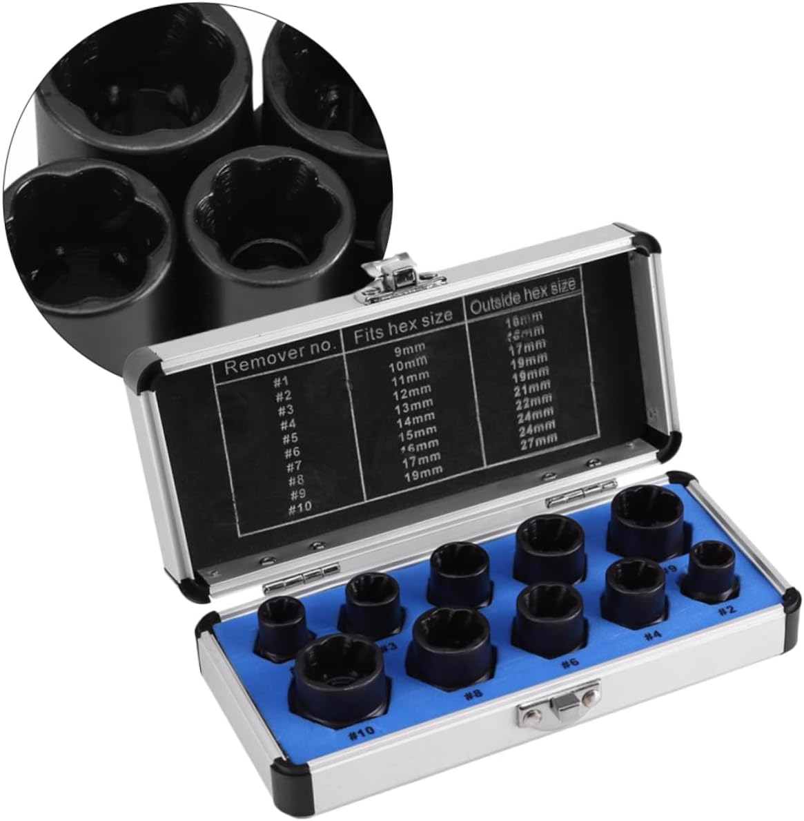 DOITOOL Broken Bolt Extractor Set 10 Pcs Nut Extractor Drill Compatibility Stripped Nuts Remover