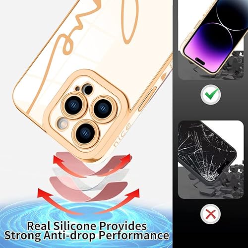 Miniatura 5 de Fiyart Diseñada para iPhone 14 Pro Max, bonita funda chapada en amor para mujeres y niñas, con protector de pantalla, protector de cámara, cubierta