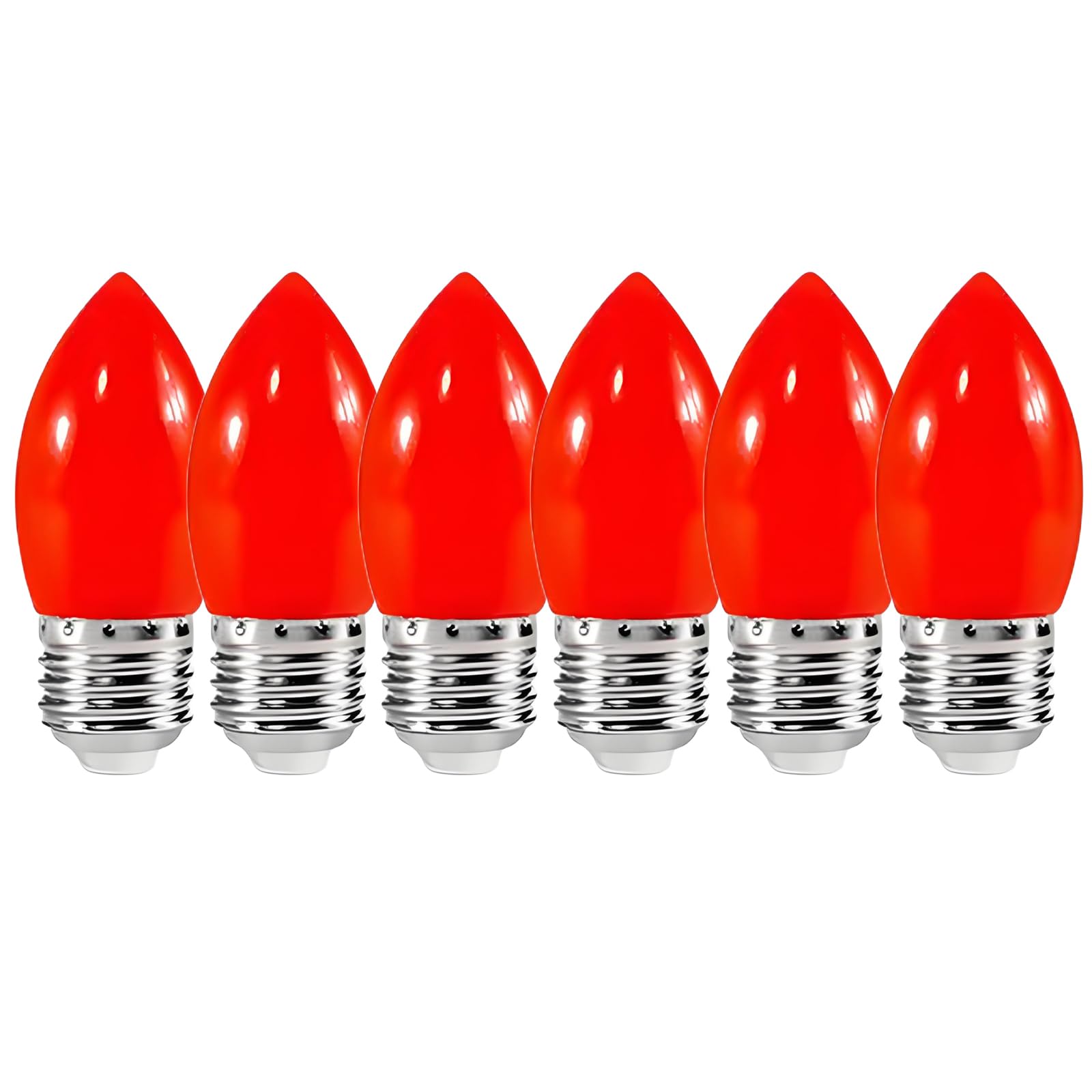 HUAMu E27 Colour LED Bulbs 2W, Equivalent to 20 Watt, C35 Candles Coloured Light Bulb, Red led Bulbs for Atmosphere Decoration for Outdoor Indoor String Wedding, Party, Christmas,Pack of 6