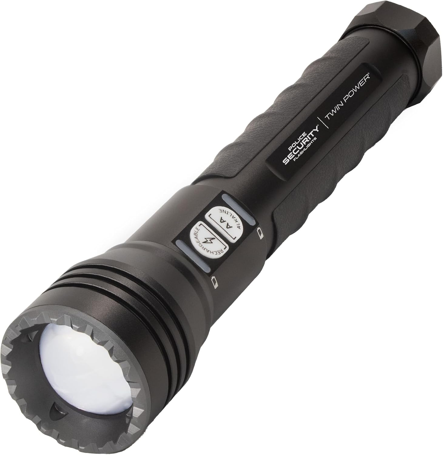 Police Security - Long Throw Flashlight - 700 Lumen, LED Laser Technology, High Beam Distance, Rechargeable Battery, Twist Focus