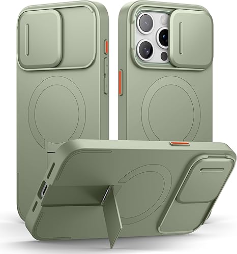 Miniatura 74 de SURITCH Funda para iPhone 14 Pro Max con cubierta magnética para cámara deslizante y soporte ajustable, compatible con MagSafe, funda protectora