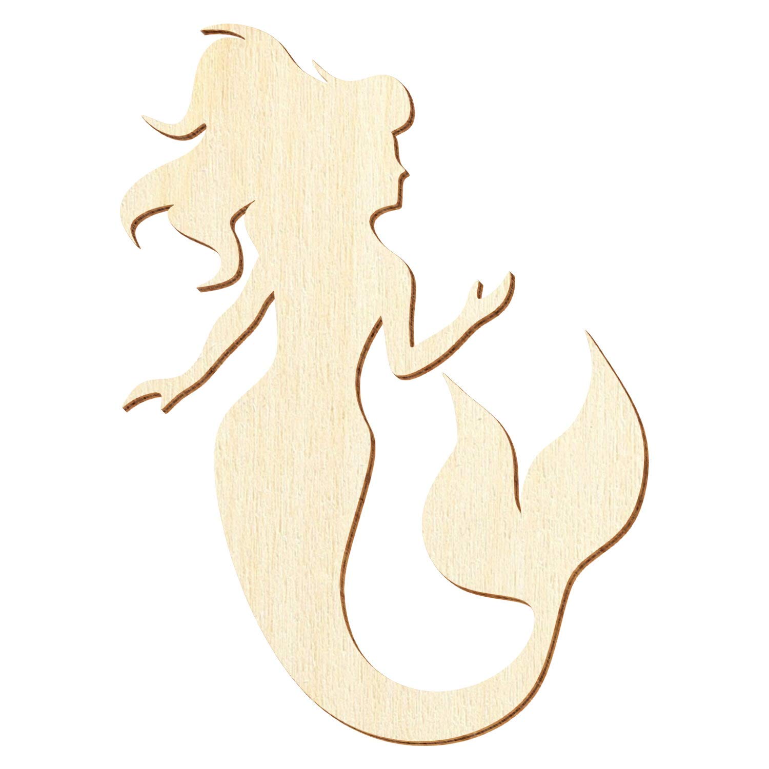 Sirena de sirena de madera V1 – Elección de tamaño a elegir, tamaño: 38 cm, paquete con 50 unidades