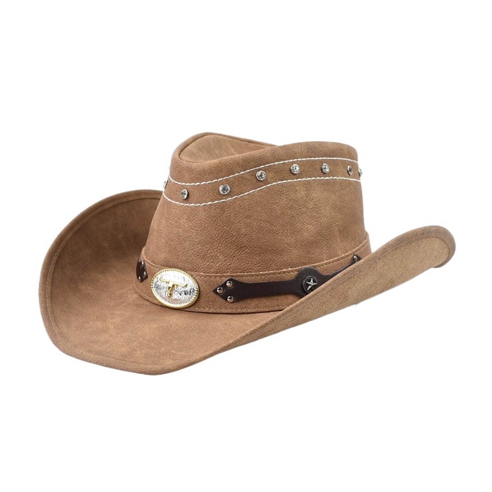 Cappello Cowboy Cowboy Hat Bull Shaped Decor Panama Hats for Men Travel Knight Country Sombrero Hombre