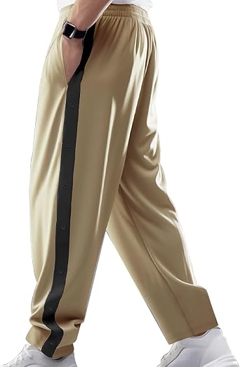Mens Tearaway Pants Side Snap Athletic Basketball Sweatpants