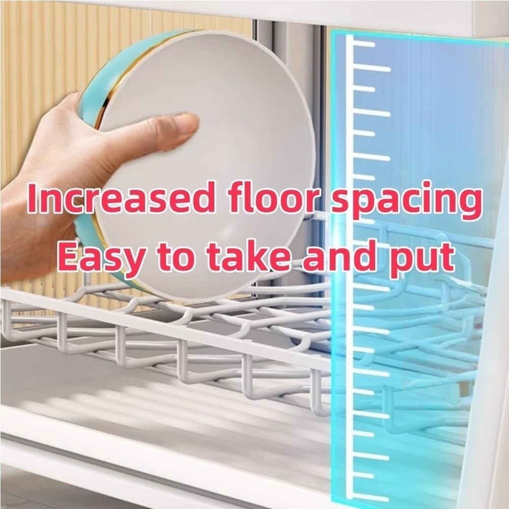 Égouttoir à vaisselle à cadre en métal avec armoire de rangement et bac de vidange – Organiseur de vaisselle polyvalent pour cuisine et salle à manger – Solution de rangement de cuisine peu
