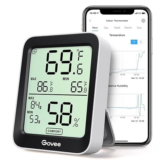 Govee Hygrometer Thermometer H5075, Bluetooth Indoor Room